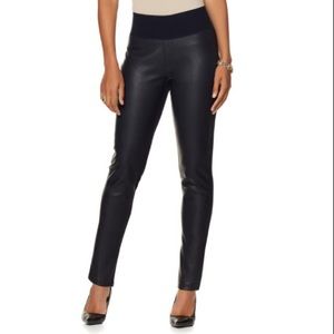 DG2 Diane Gilman faux leather ponte knit pants